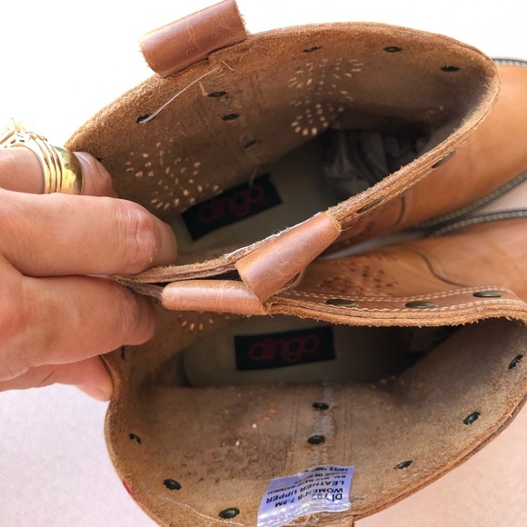Dingo 7" Roni Women's Comfort Casual Studded Cut Out Block Heel Tan Boots 7.5 M - Picture 10 of 16